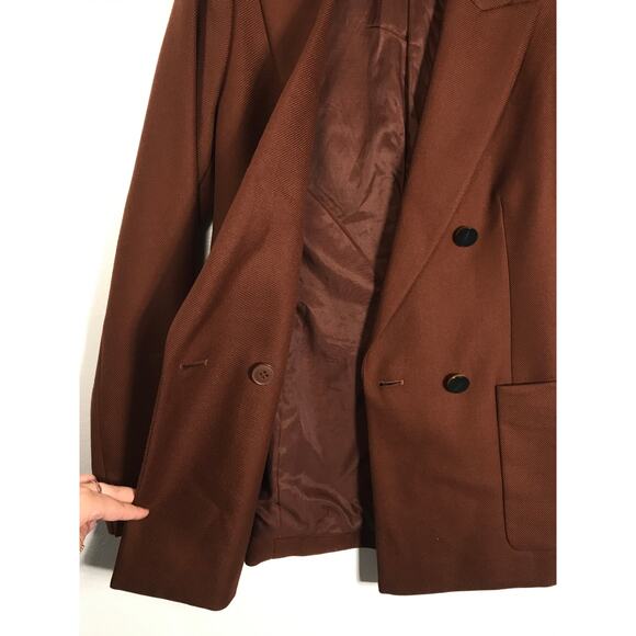 Reiss Finley Double Breasted Textured Twill Rust Brown Blazer Womens Office Work - Picture 12 of 15